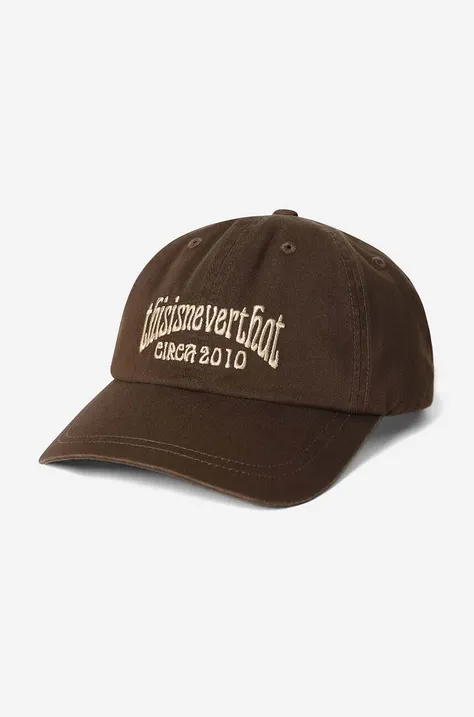 Памучна шапка с козирка thisisneverthat RS T-Logo Cap в кафяво с апликация