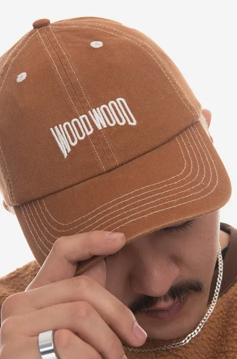 Βαμβακερό καπέλο του μπέιζμπολ Wood Wood χρώμα: καφέ