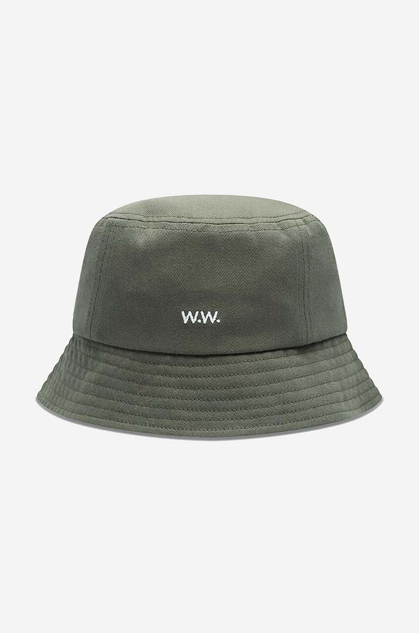 Bavlněný klobouk Wood Wood Ossian Bucket Hat zelená barva, 12240817.7083-DUSTYGREEN