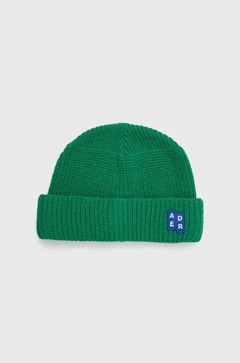 Вовняна шапка Ader Error колір зелений вовна