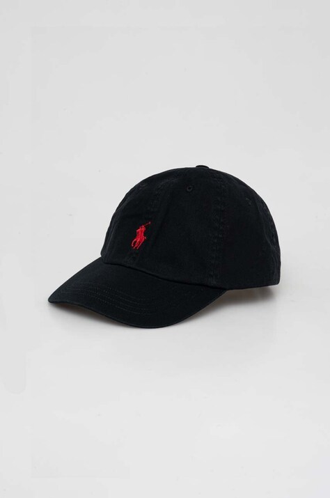 Polo Ralph Lauren cotton baseball cap black color