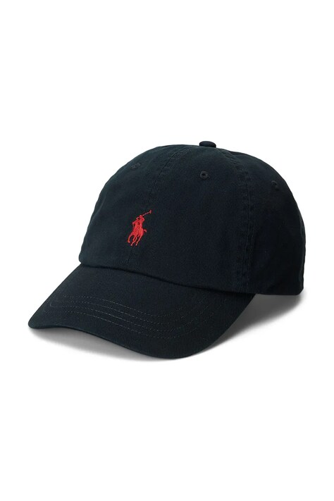 Памучна шапка с козирка Polo Ralph Lauren в черно с апликация 710548524