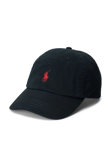 Bavlněná baseballová čepice Polo Ralph Lauren černá barva, s aplikací, 710548524