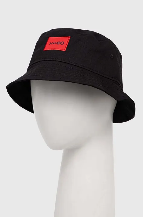 Bavlnený klobúk HUGO čierna farba,bavlnený,50496443