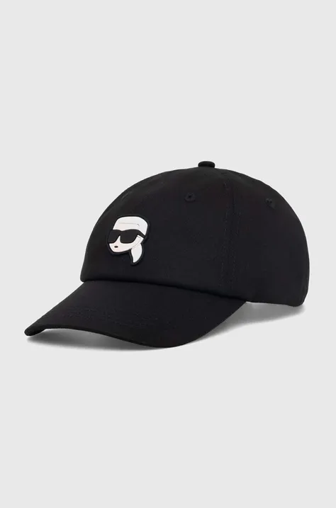 Kapa sa šiltom Karl Lagerfeld boja: crna, s aplikacijom
