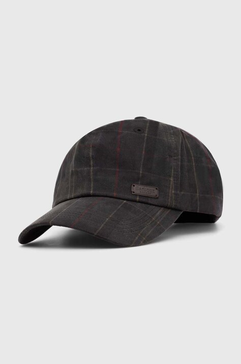 Pamučna kapa sa šiltom Barbour Darwen Tartan Sports Cap boja: zelena, s uzorkom, MHA0554