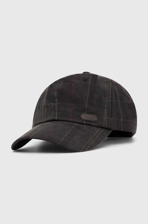 Barbour czapka z daszkiem bawełniana Darwen Tartan Sports Cap kolor zielony wzorzysta MHA0554