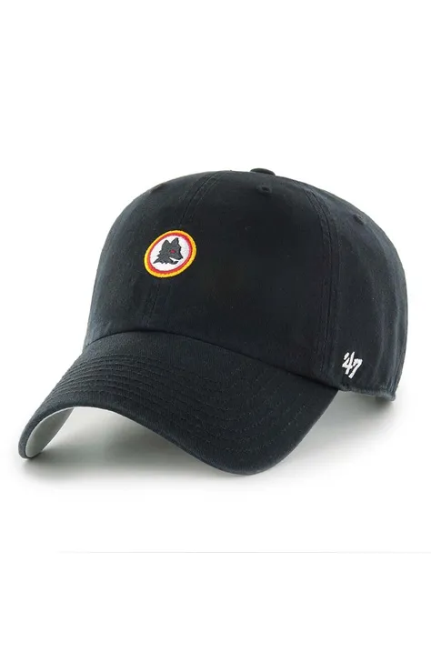 Bavlněná baseballová čepice 47 brand AS Roma černá barva, s aplikací, ITFL-BSRNR01GWS-BK
