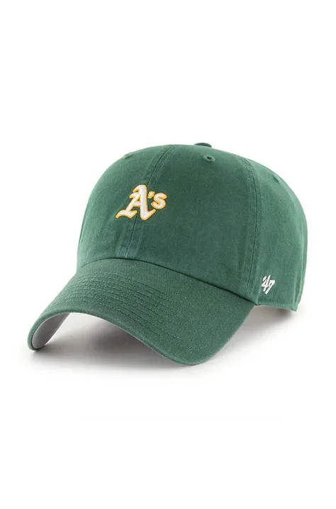 Kšiltovka 47 brand MLB Oakland Athletics zelená barva, s aplikací, B-BSRNR18GWS-DGC