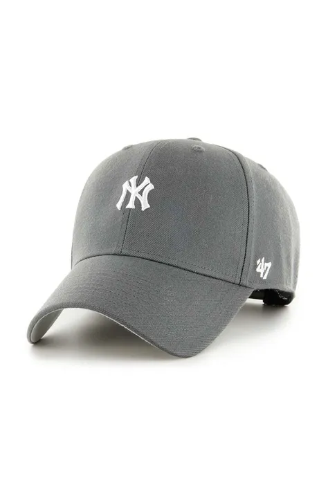 Хлопковая кепка 47 brand MLB New York Yankees цвет серый с аппликацией B-BRMPS17WBP-CC