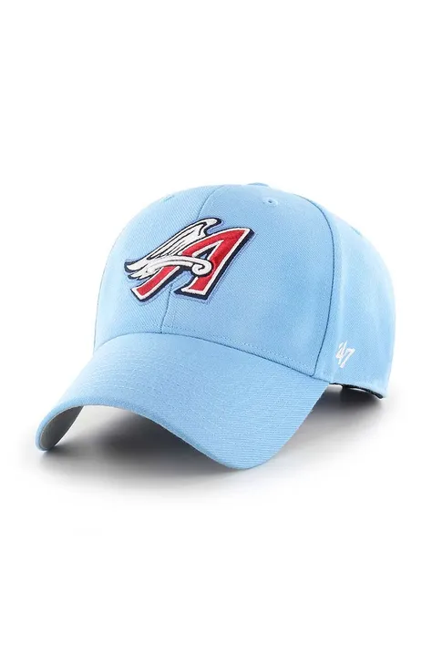 Шапка с козирка 47 brand MLB LA Angels в синьо с апликация BCPTN-MVP04WBV-CO61