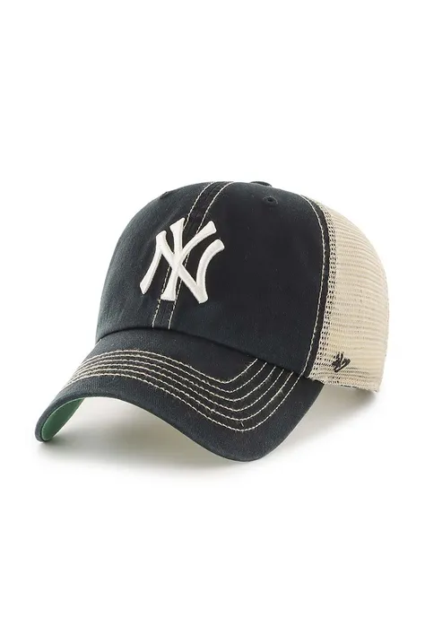 47 brand czapka z daszkiem MLB New York Yankees kolor czarny z aplikacją B-TRWLR17GWP-BK