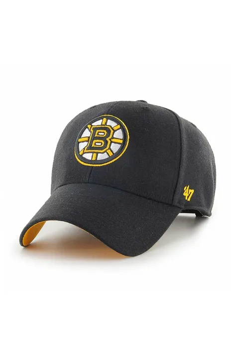 Шапка с козирка 47 brand NHL Boston Bruins в черно с апликация H-BLPMS01WBP-BK