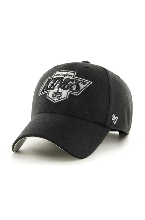 Pamučna kapa sa šiltom 47 brand NHL LA Kings boja: crna, s aplikacijom, HVIN-BLPMS08WBP-BK88