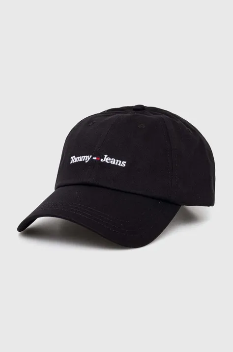 Βαμβακερό καπέλο του μπέιζμπολ Tommy Hilfiger χρώμα: μαύρο, AM0AM11341