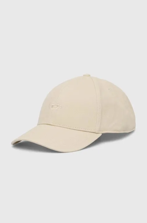 Diesel berretto da baseball in cotone C-RUN-WASH colore beige con applicazione A11361.0BLAA