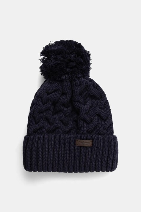 Barbour caciula culoarea albastru marin, din tricot gros, MHA0701