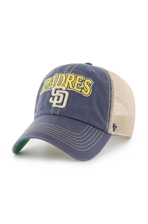 47 brand sapca MLB San Diego Padres culoarea albastru marin, cu imprimeu, B-TSCLA21LAP-VNB