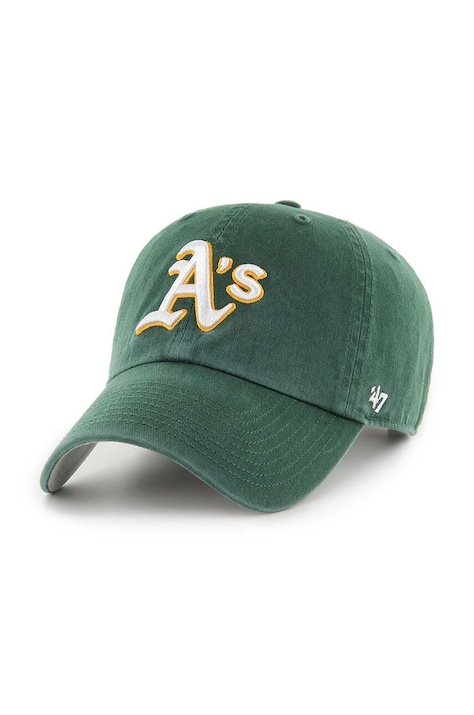 47 brand czapka z daszkiem bawełniana MLB Oakland Athletics kolor zielony z aplikacją BCPTN-DBLUN18GWS-DG08