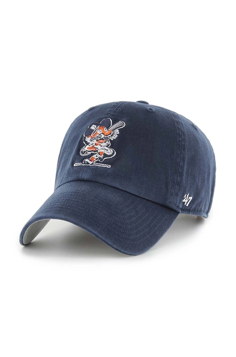 Бавовняна бейсболка 47 brand MLB Detroit Tigers колір синій з аплікацією BCPTN-DBLUN09GWS-NY99