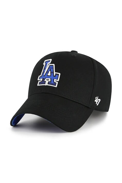 Бавовняна бейсболка 47 brand MLB LA Dodgers колір чорний з аплікацією B-FIJMP12CTP-BK