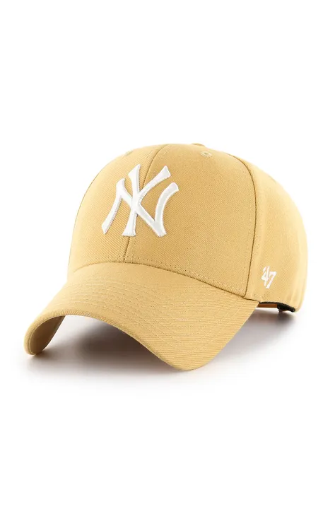 47brand șapcă MLB New York Yankees culoarea bej, cu imprimeu