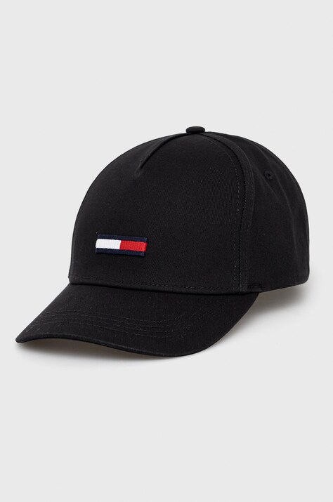 Čepice Tommy Jeans černá barva, hladká