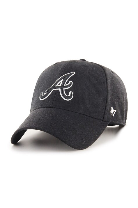 Καπέλο 47 brand MLB Atlanta Braves χρώμα: μαύρο B-MVPSP01WBP-BK