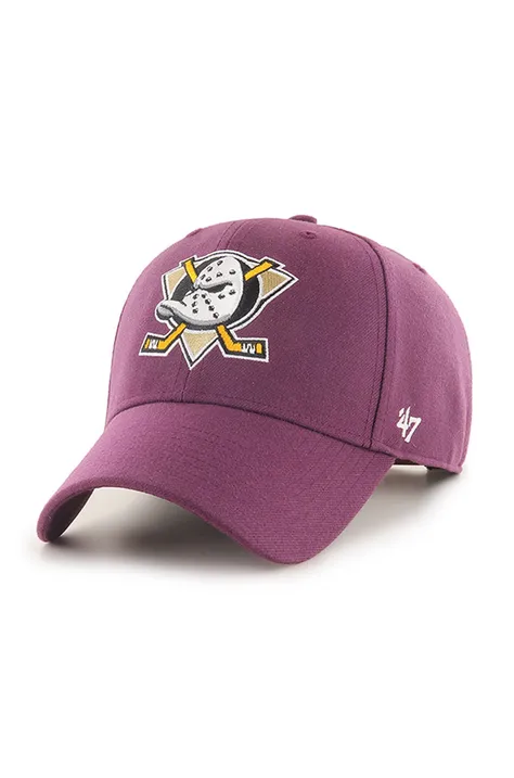 Кепка 47brand NHL Anaheim Ducks цвет фиолетовый с аппликацией