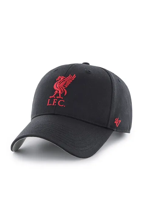 Čiapka 47brand EPL Liverpool FC čierna farba, s nášivkou,  EPL-RAC04CTP-BK