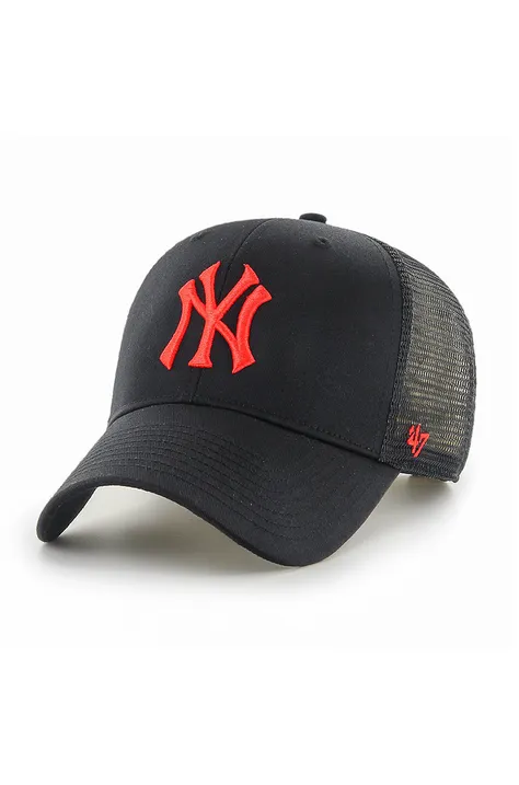 Čiapka 47 brand MLB New York Yankees čierna farba, s nášivkou, B-BRANS17CTP-BKN