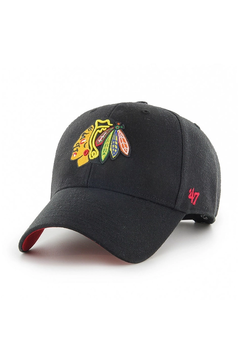 Кепка 47brand Chicago Blackhawks колір чорний з аплікацією