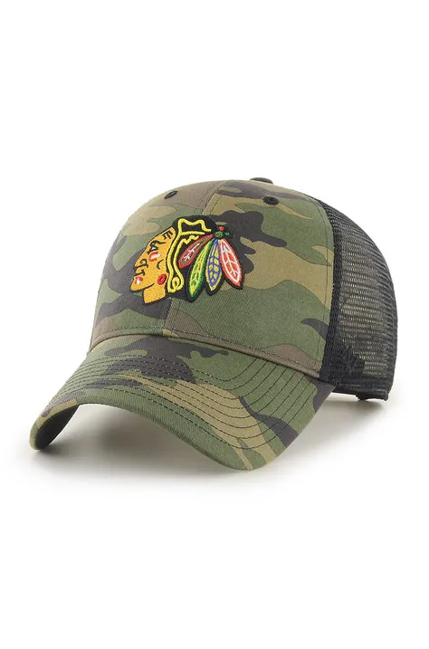 47brand șapcă NHL Chicago Blackhawks cu imprimeu  H-CBRAN04GWP-CM