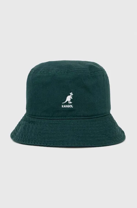 Bombažni klobuk Kangol zelena barva