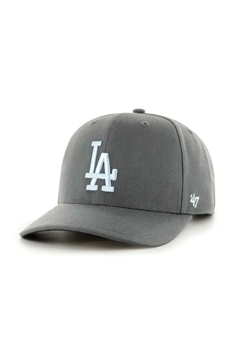 Шапка с примесью шерсти 47brand MLB Los Angeles Dodgers цвет серый с аппликацией