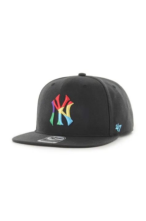 Кепка из смесовой шерсти 47 brand MLB New York Yankees цвет чёрный с аппликацией