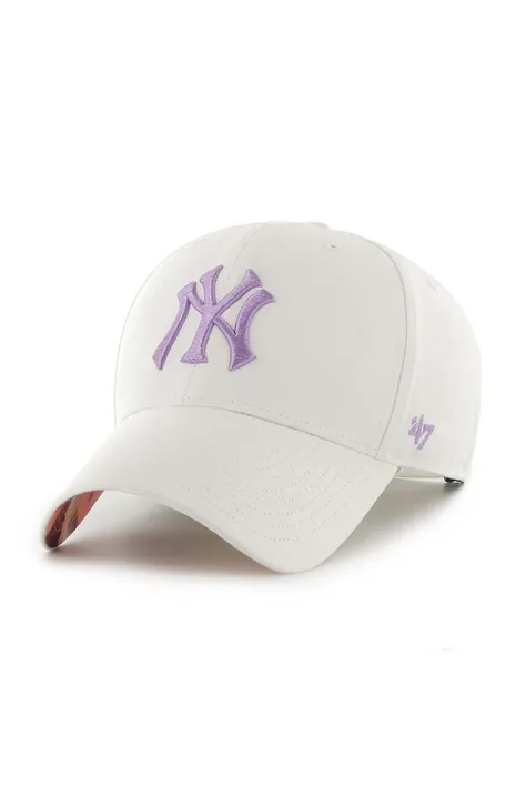 Šiltovka s prímesou vlny 47brand MLB New York Yankees biela farba, s nášivkou
