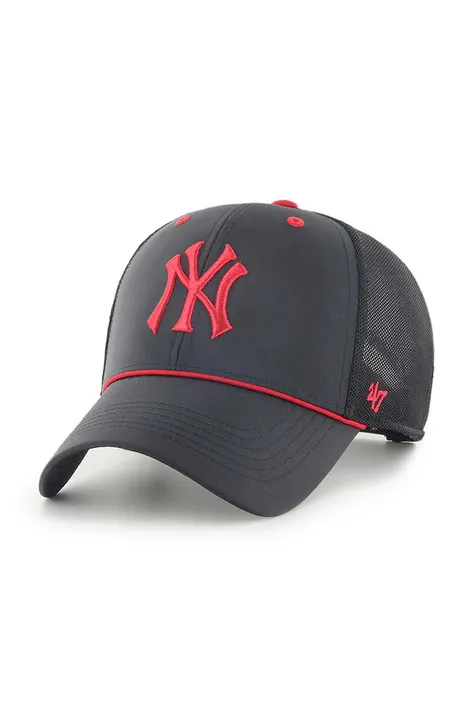 Шапка с козирка 47brand MLB New York Yankees в черно с апликация