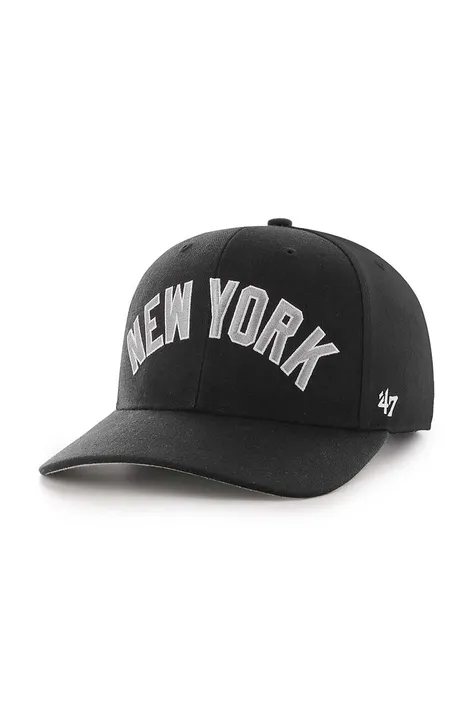 Šiltovka s prímesou vlny 47 brand MLB New York Yankees čierna farba, s nášivkou