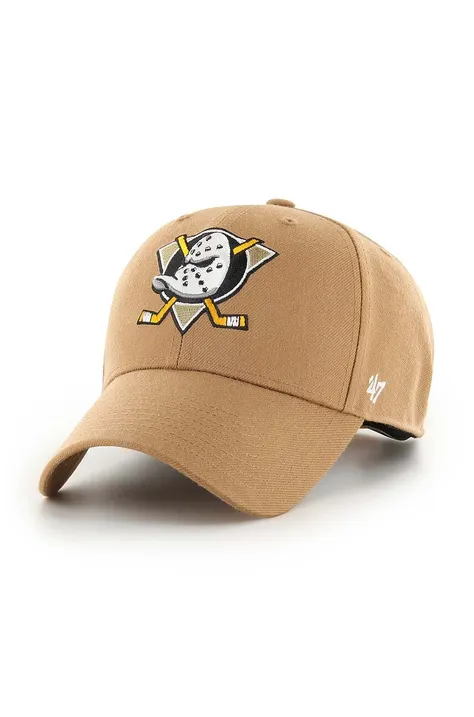 47brand czapka z daszkiem z domieszką wełny NHL Anaheim Ducks kolor beżowy z aplikacją  H-MVPSP25WBP-QLB