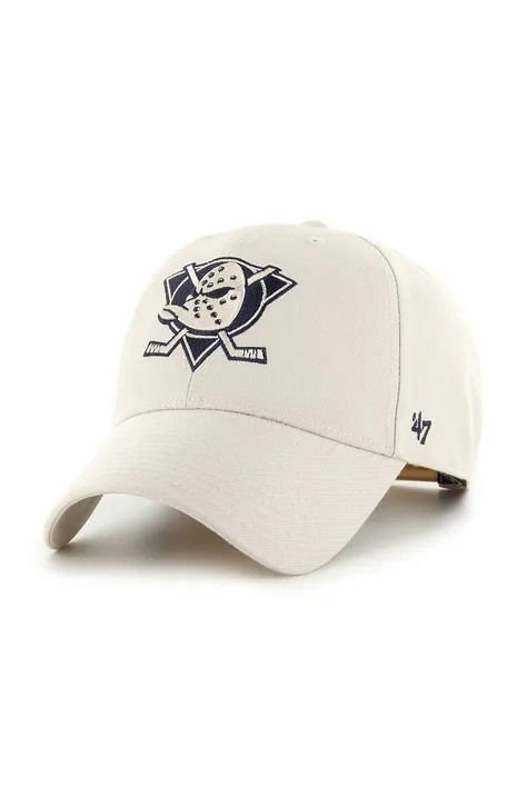 47brand czapka z daszkiem z domieszką wełny NHL Anaheim Ducks MVP kolor beżowy z aplikacją H-MVPSP25WBP-BN