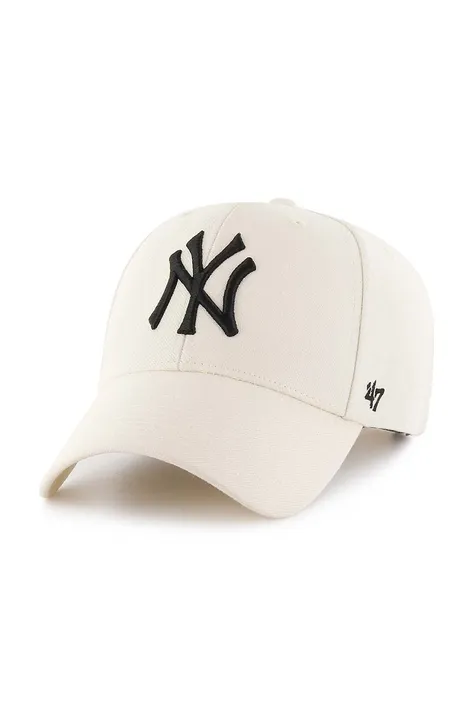 Кепка з домішкою вовни 47 brand MLB New York Yankees колір бежевий з аплікацією