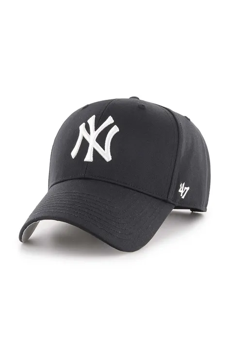 Шапка с козирка вълна 47 brand MLB New York Yankees в черно с апликация B-RAC17CTP-BK