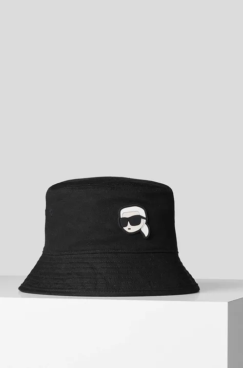 Αναστρέψιμο βαμβακερό καπέλο Karl Lagerfeld χρώμα: μαύρο