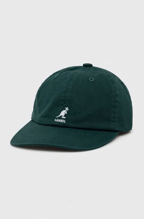 Kangol czapka z daszkiem bawełniana kolor zielony z aplikacją