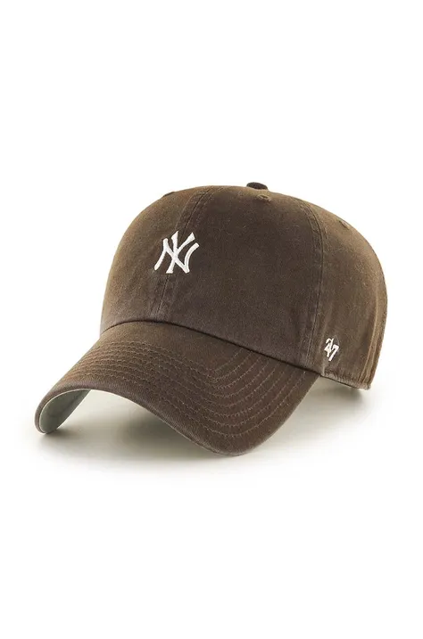 Bavlnená šiltovka 47brand MLB New York Yankees hnedá farba, s nášivkou