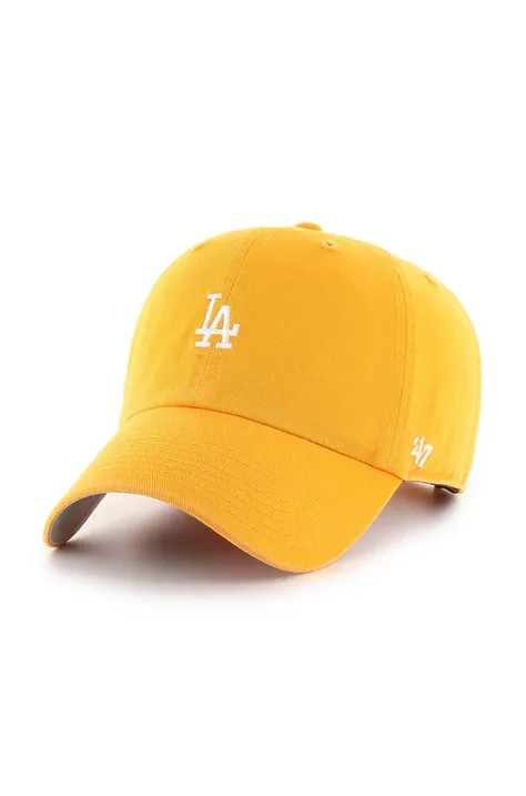 Bombažna kapa s šiltom 47 brand MLB Los Angeles Dodgers rumena barva