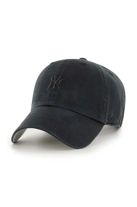 Хлопковая кепка 47 brand MLB New York Yankees цвет чёрный с аппликацией