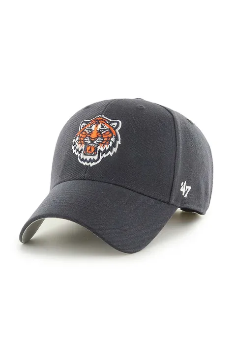 47brand șapcă din amestec de lână MLB Detroit Tigers culoarea albastru marin, cu imprimeu