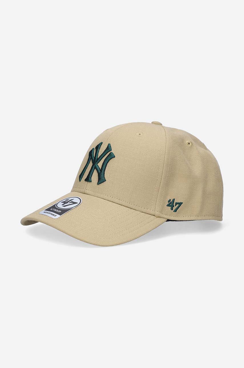 Šiltovka 47 brand MLB New York Yankees béžová farba, s nášivkou, B-MVPSP17WBP-KHK